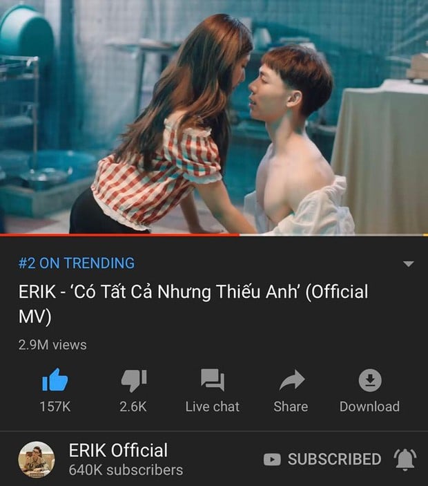 erik top 2 trending youtube vietnam