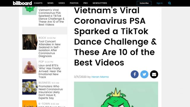 billboard coronavirus song vietnam