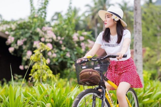 phuong ly on bicycle