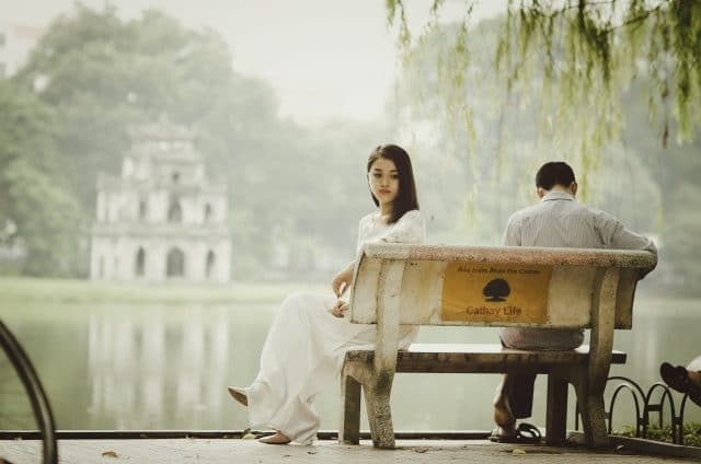 vietnam woman on bench