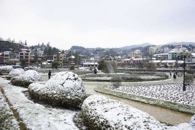 Sapa vientam covered in snow