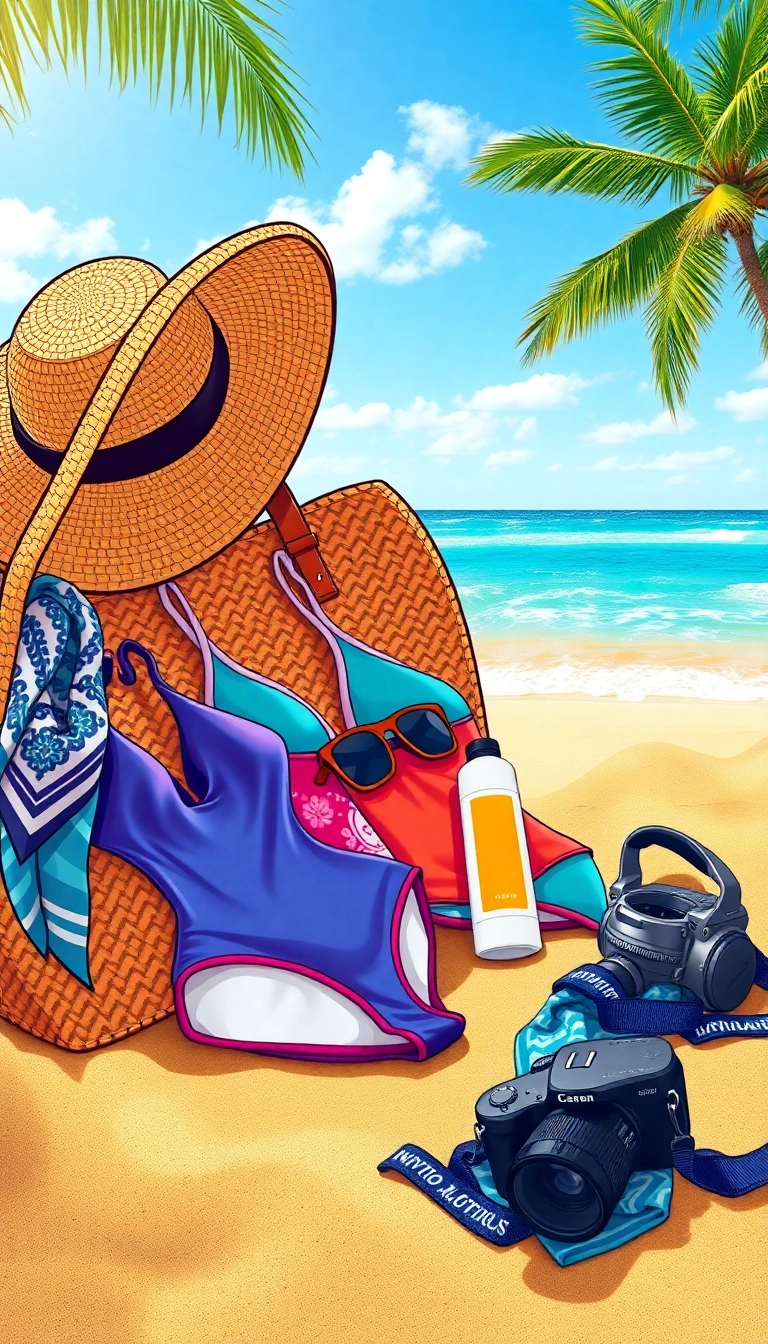 Beach bag with vacation essentials, Vietnam.