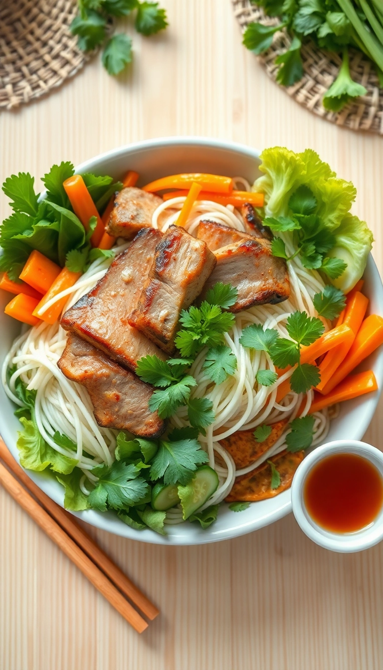 Bún Thịt Nướng: Vietnamese grilled pork noodles.