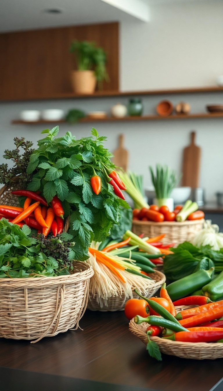 Fresh ingredients for Asian cooking.