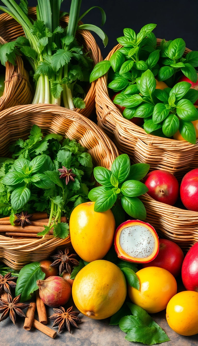Fresh Vietnamese ingredients for cooking.
