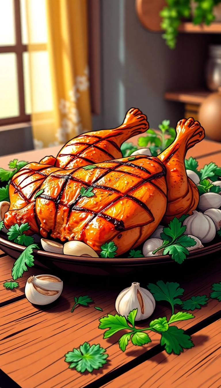Grilled chicken with Vietnamese herbs & spices.