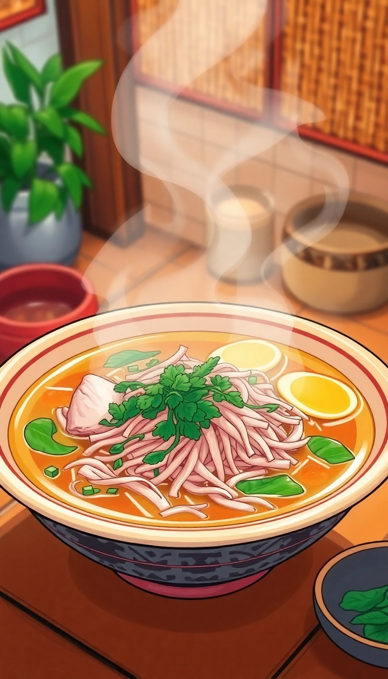 Hanoi Bún Thang noodle soup, Vietnam.