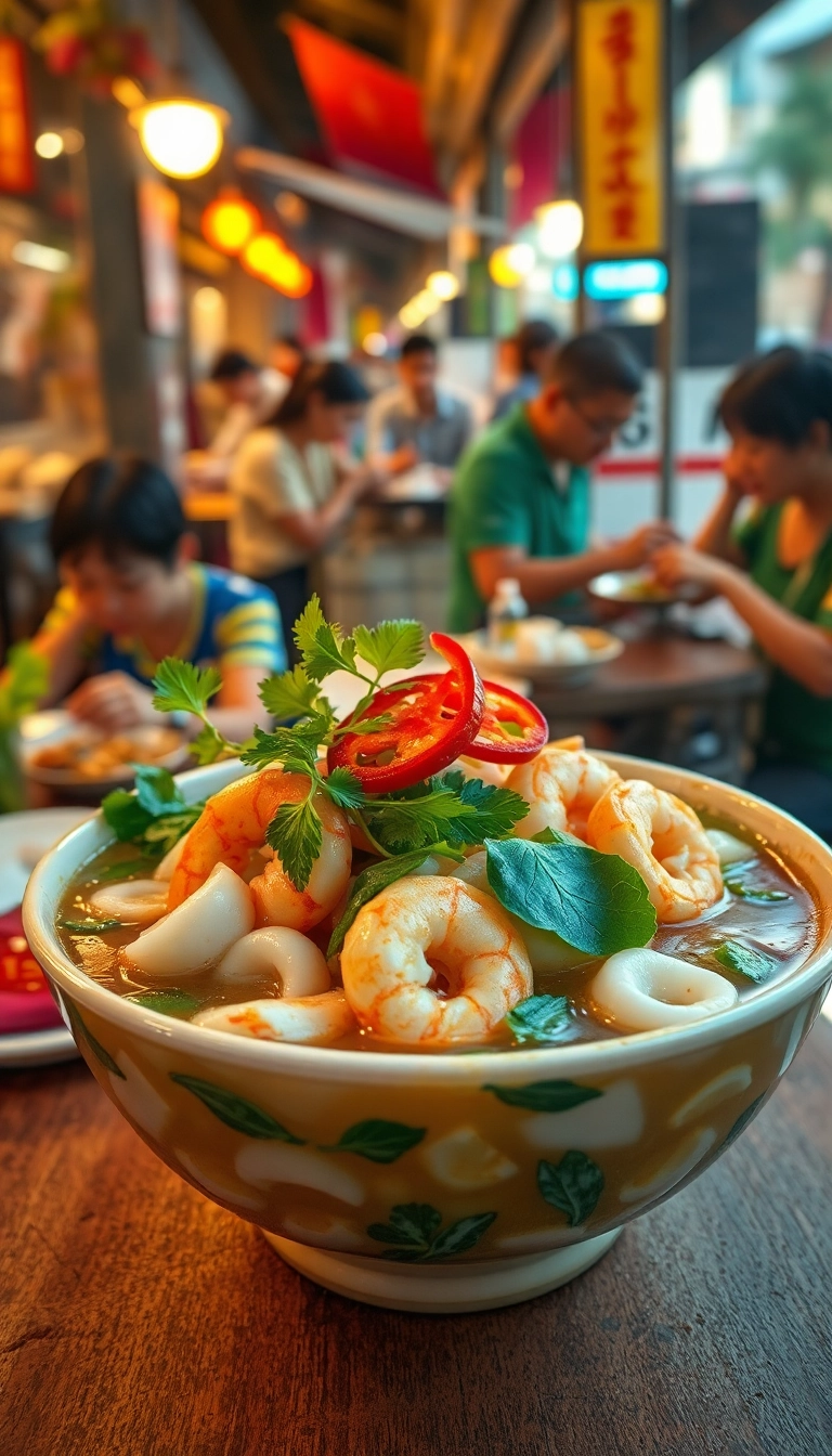 Seafood pho in Da Nang, Vietnam.
