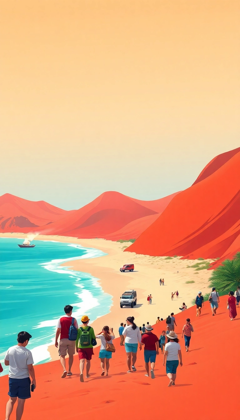 Vietnam red sand dunes, turquoise coast.