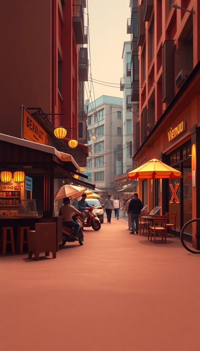 Vietnam street scene: beer stalls & brewpub.
