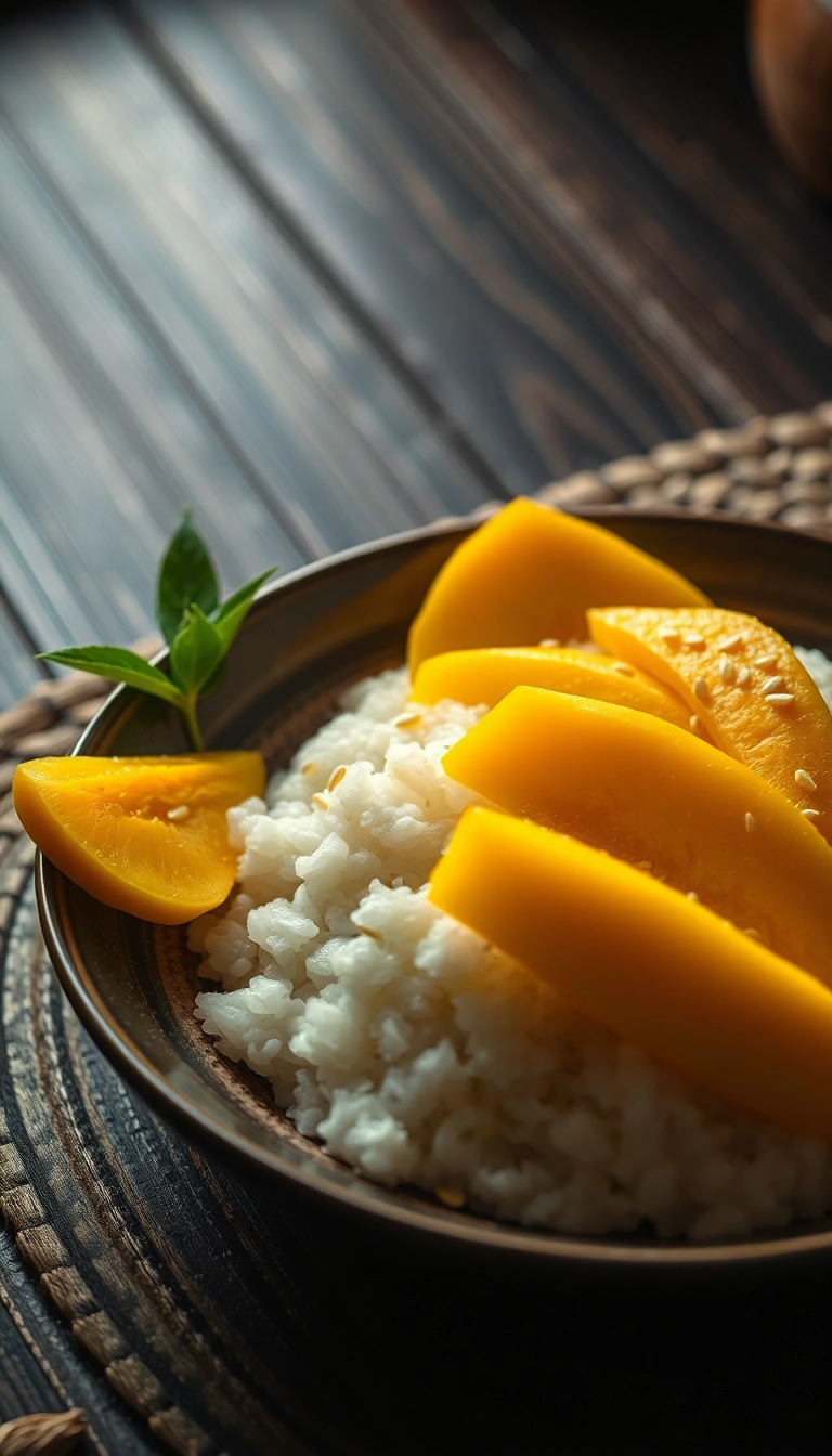 Vietnamese coconut sticky rice with mango.
