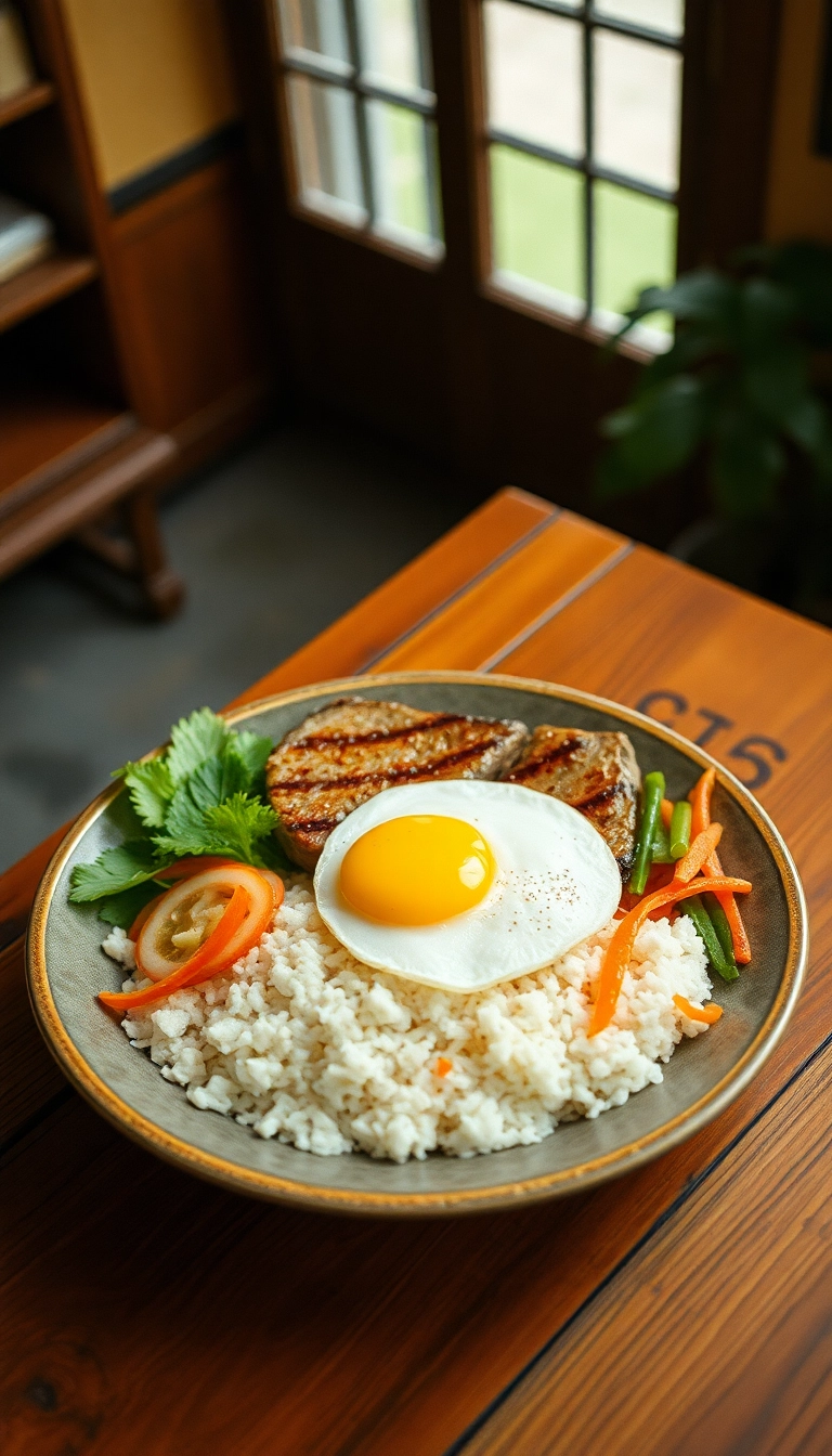 Vietnamese Cơm Tấm with pork and egg.