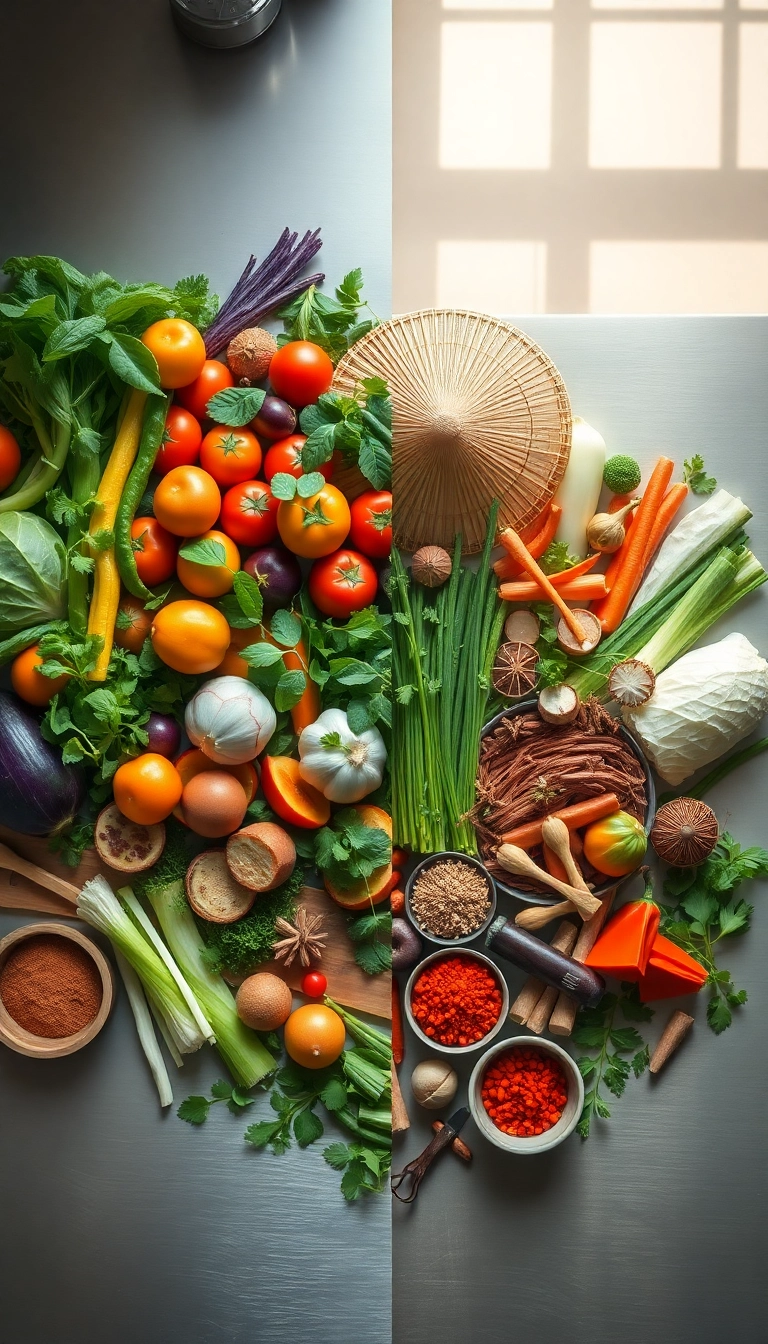 Vietnamese ingredients: fresh produce & spices.