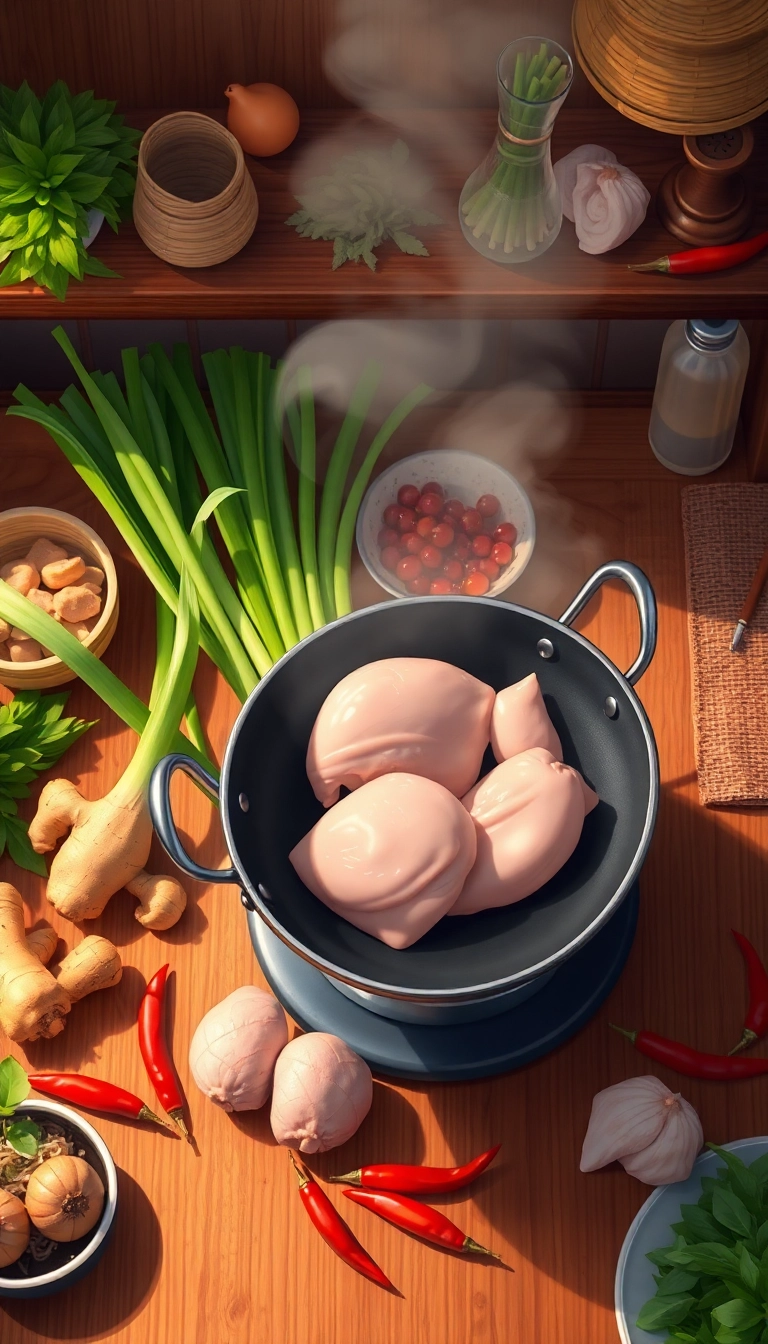 Vietnamese kitchen: fresh ingredients, wok cooking.