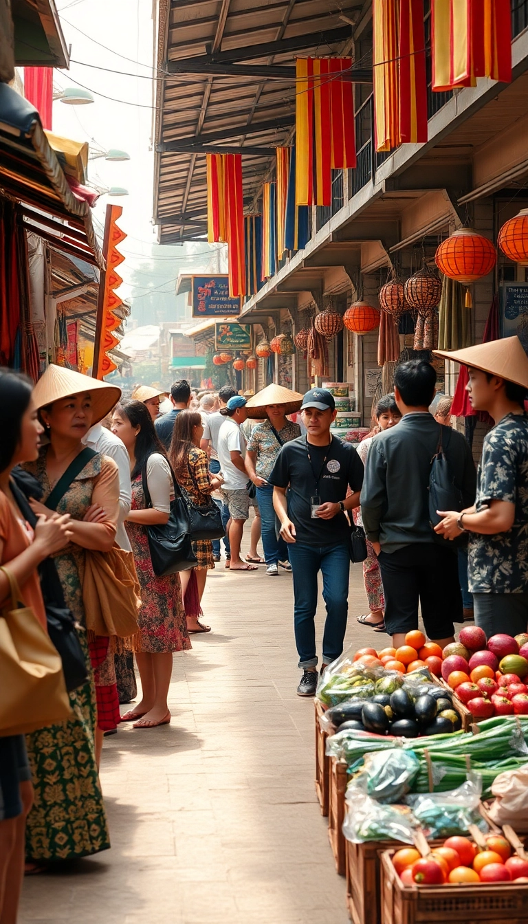 Vietnamese marketplace: people & vibrant commerce.