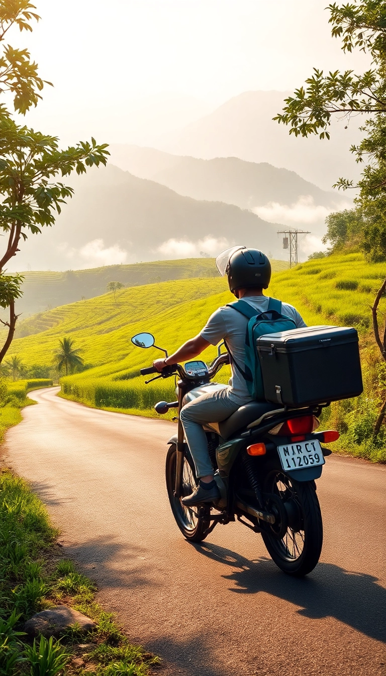 Vietnamese motorbike ride through rice paddies.