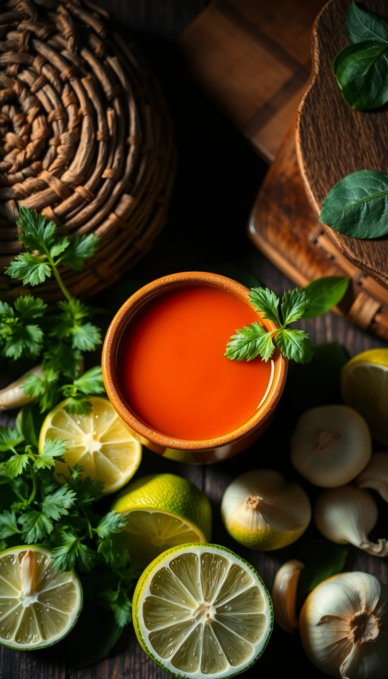 Vietnamese nước chấm with herbs & limes.