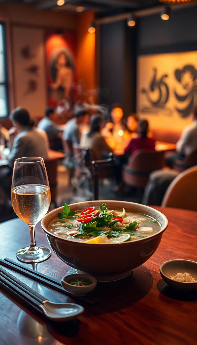 Vietnamese pho with Riesling wine pairing.