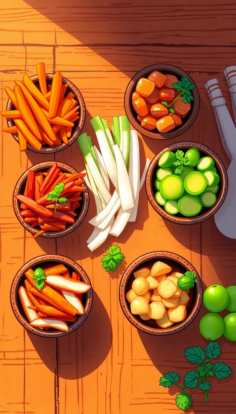 Vietnamese pickled vegetables in ceramic bowls.