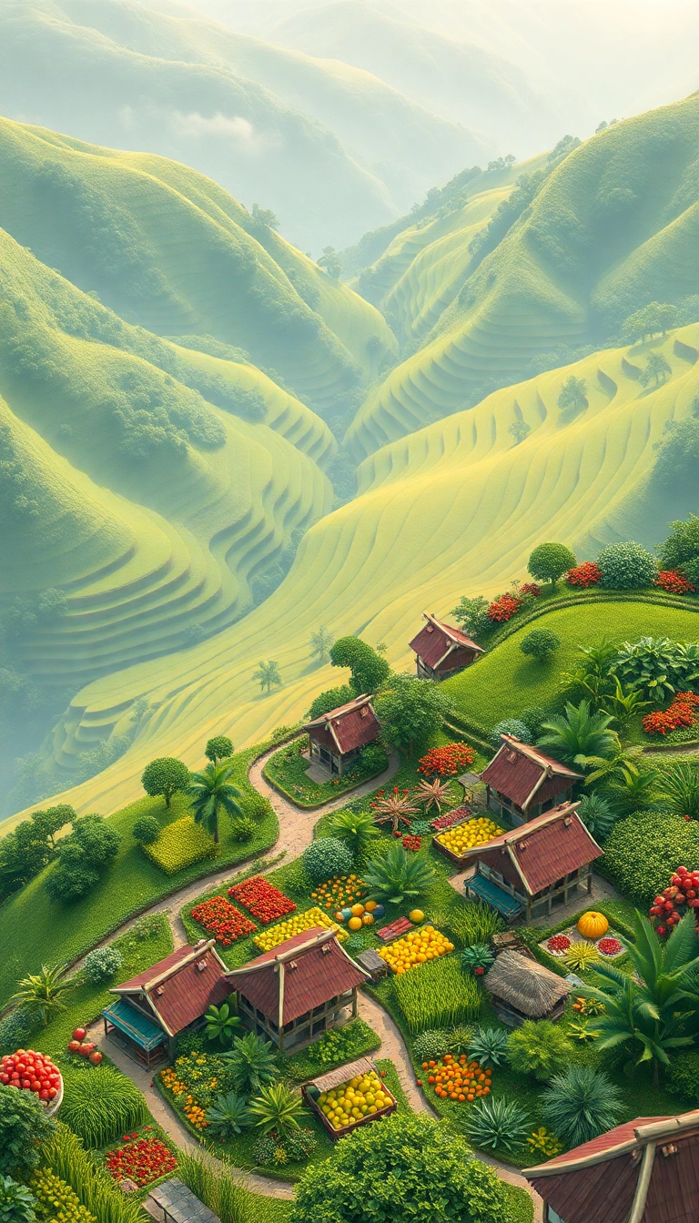 Vietnamese rice paddies and lush farmland.