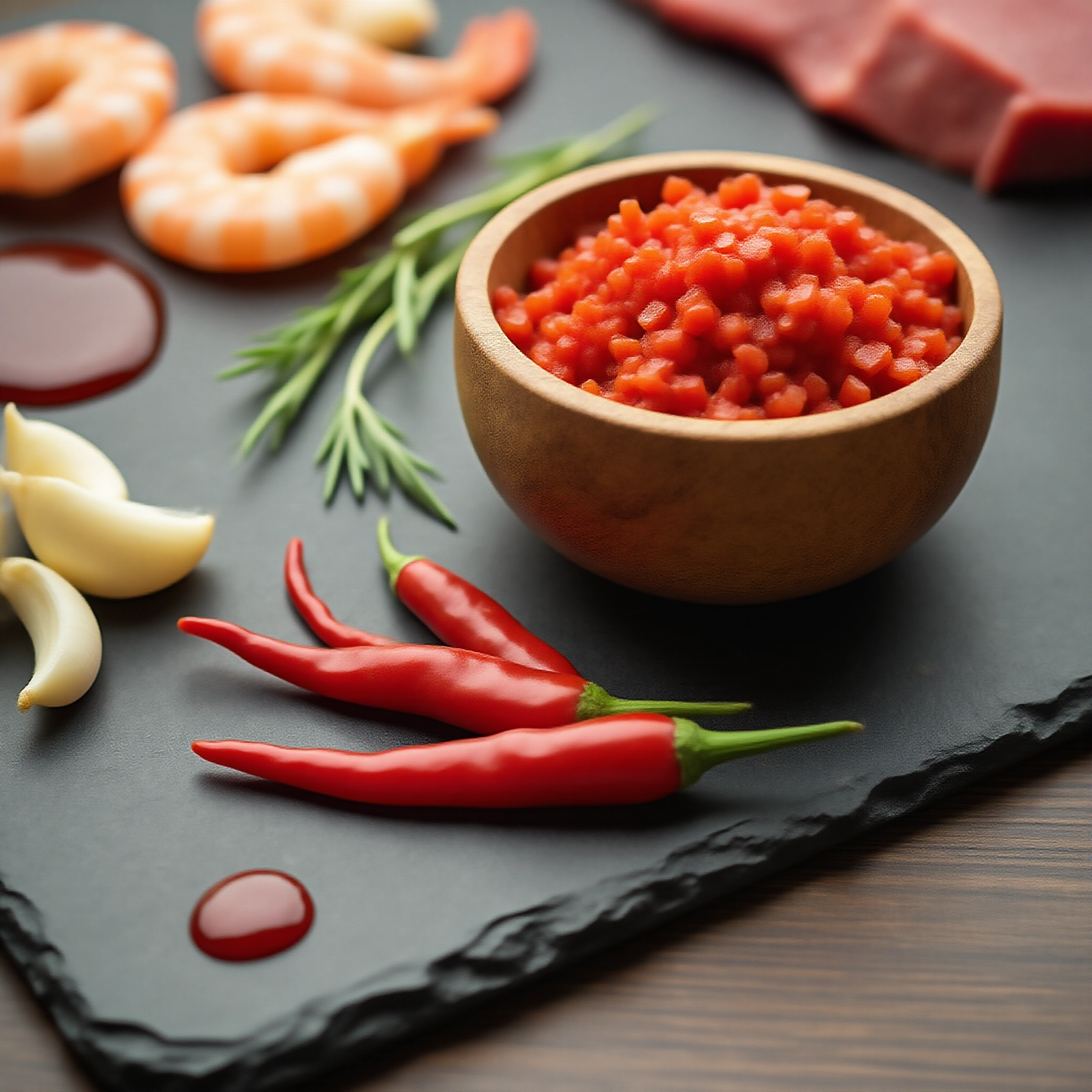 Fresh chili garlic sauce prep for grilling